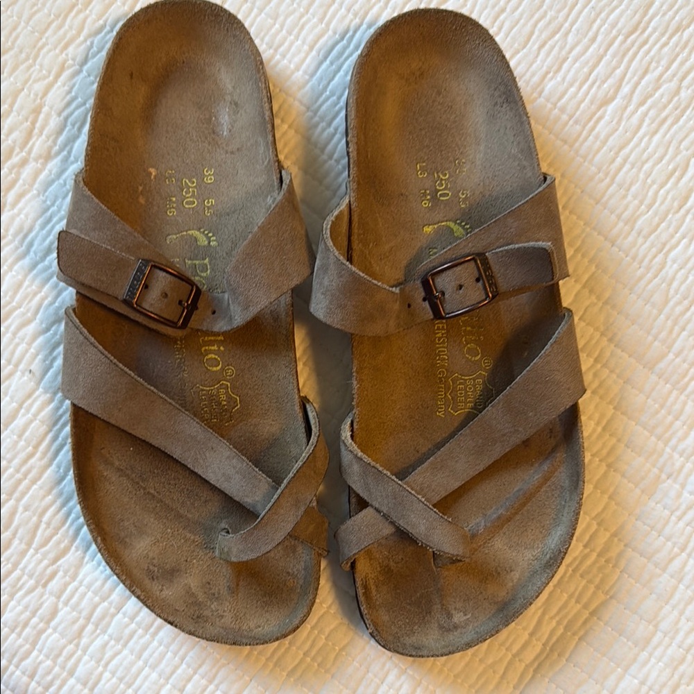 Brown Papillio by Birkenstock Suede Cross-Strap Sandals